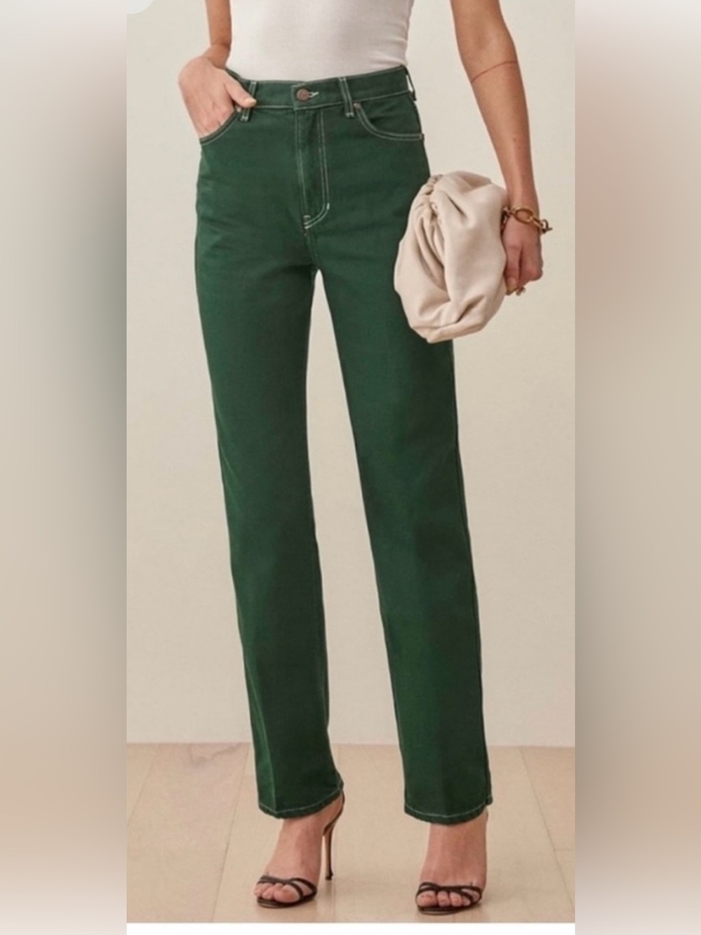 Reformation Green Cowboy High-Rise Jeans